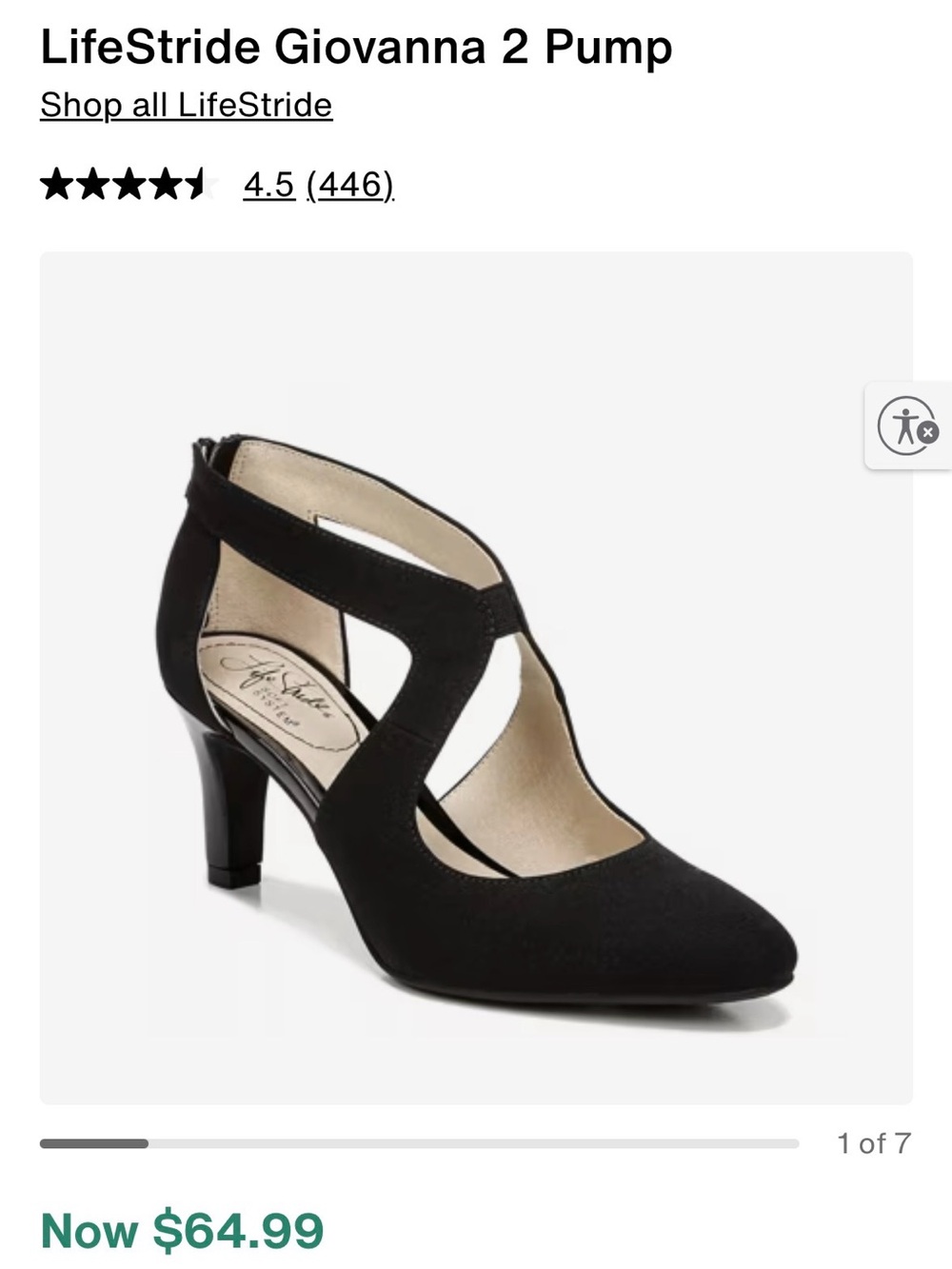 Life Stride Giovanna Black Suede Pointed-Toe Women's Heels size 8M